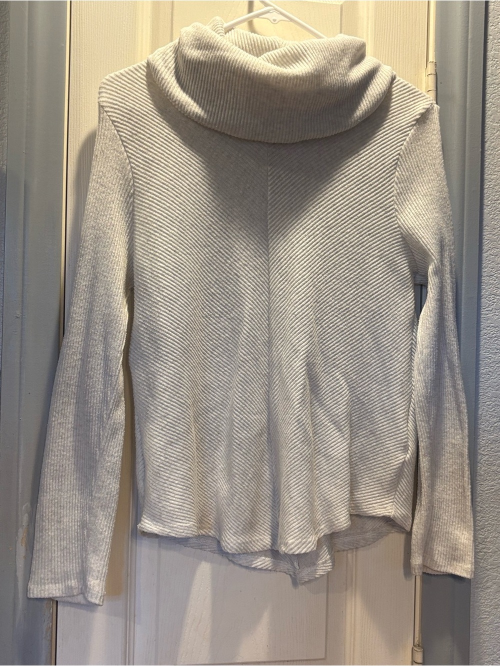 Light Cream Ribbed Cowl Neck Sweater